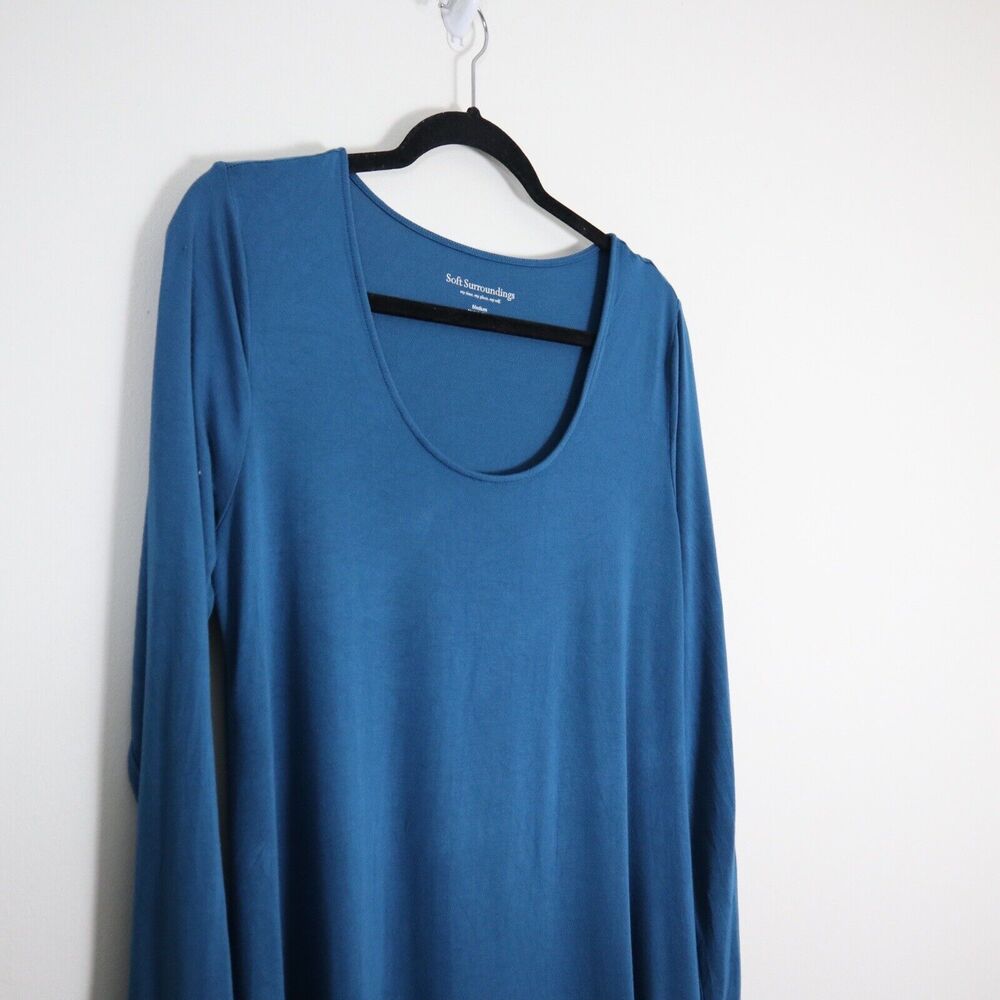 Soft Surroundings Size M Jersey Knit Tunic Scoop Neck Teal Blue Lagenlook - Picture 5 of 12